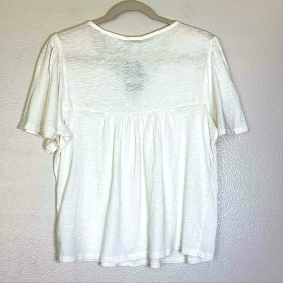 NWT Lucky Brand Short Sleeve White/Gold Embroidered Top Shirt Size Small - Picture 3 of 6